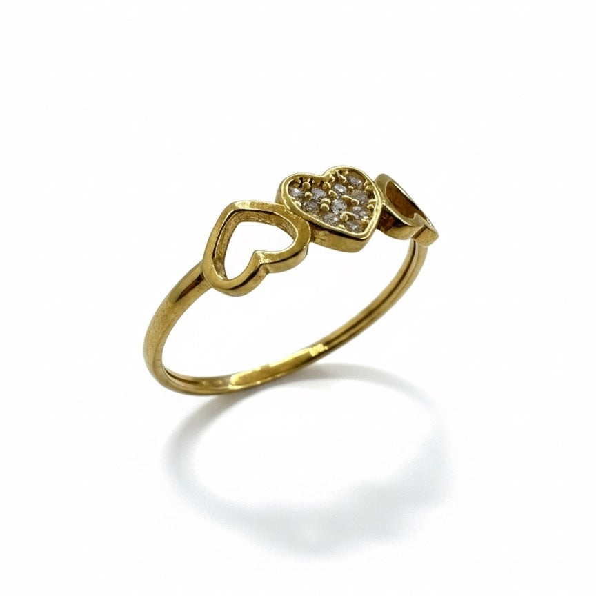 22ct Triple Heart Zirconia Ring