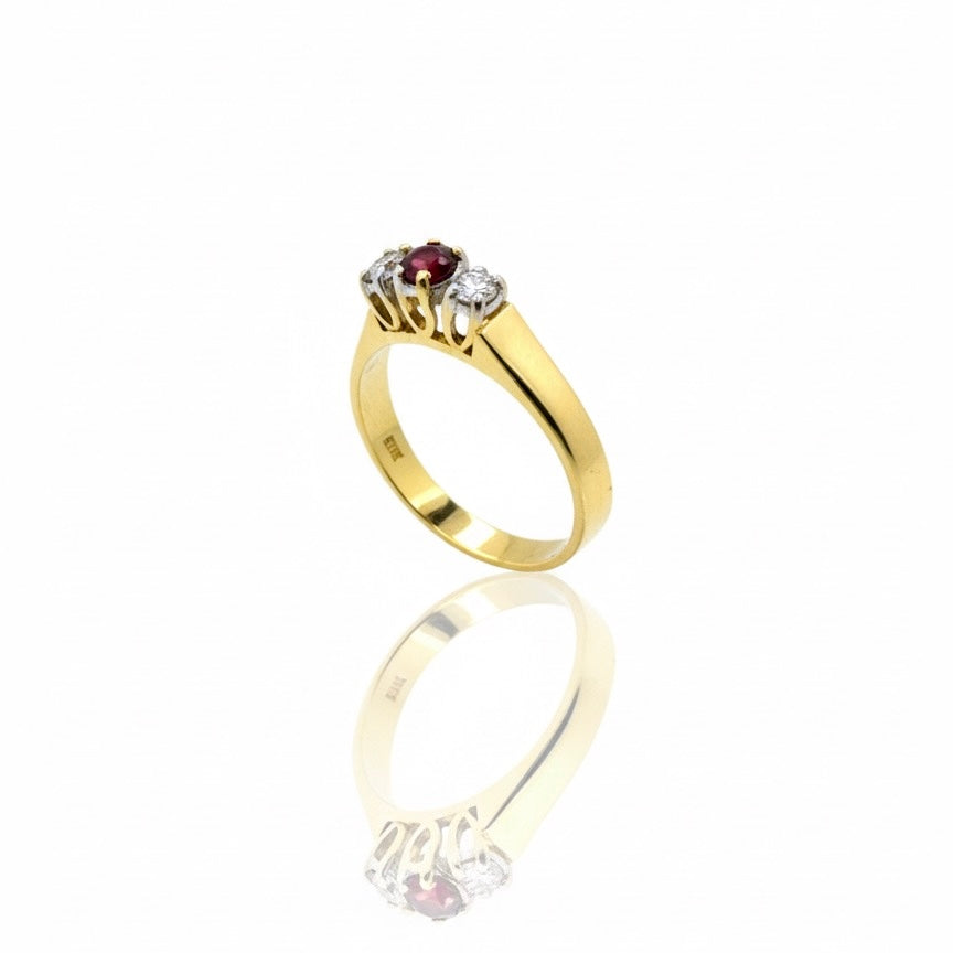 9ct Garnet And Zirconia Trilogy Ring
