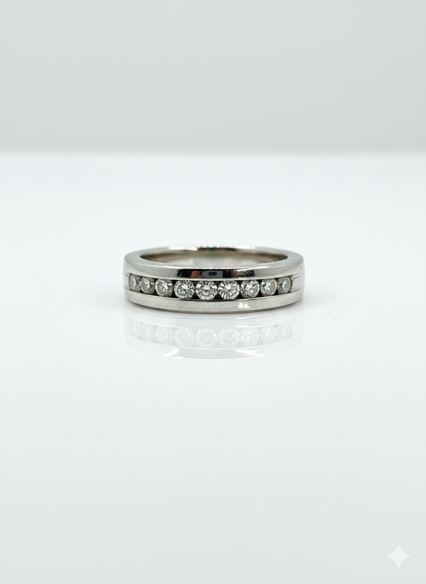 18ct White Gold Chanel Set Diamond Ring