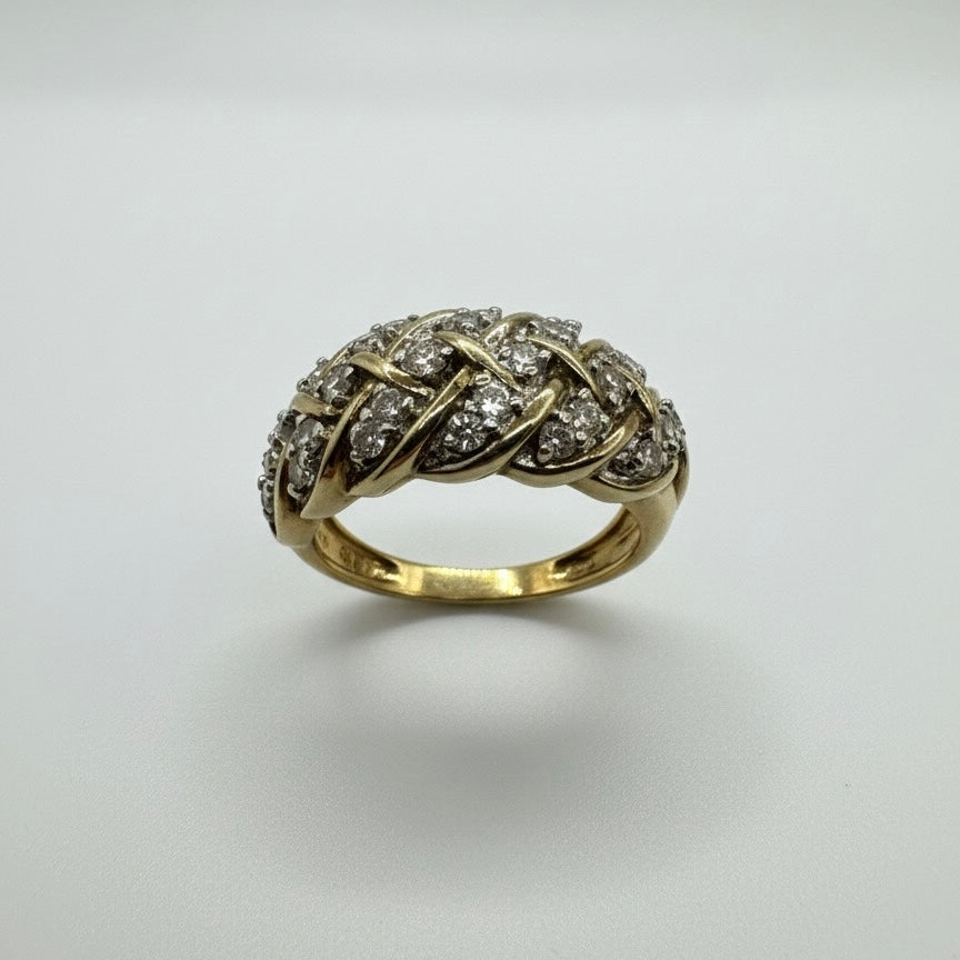 9ct Criss Cross Set Dome Diamond Ring