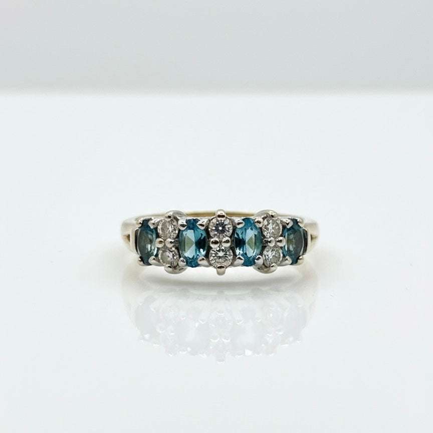 9ct Aquamarine And Zirconia Ring