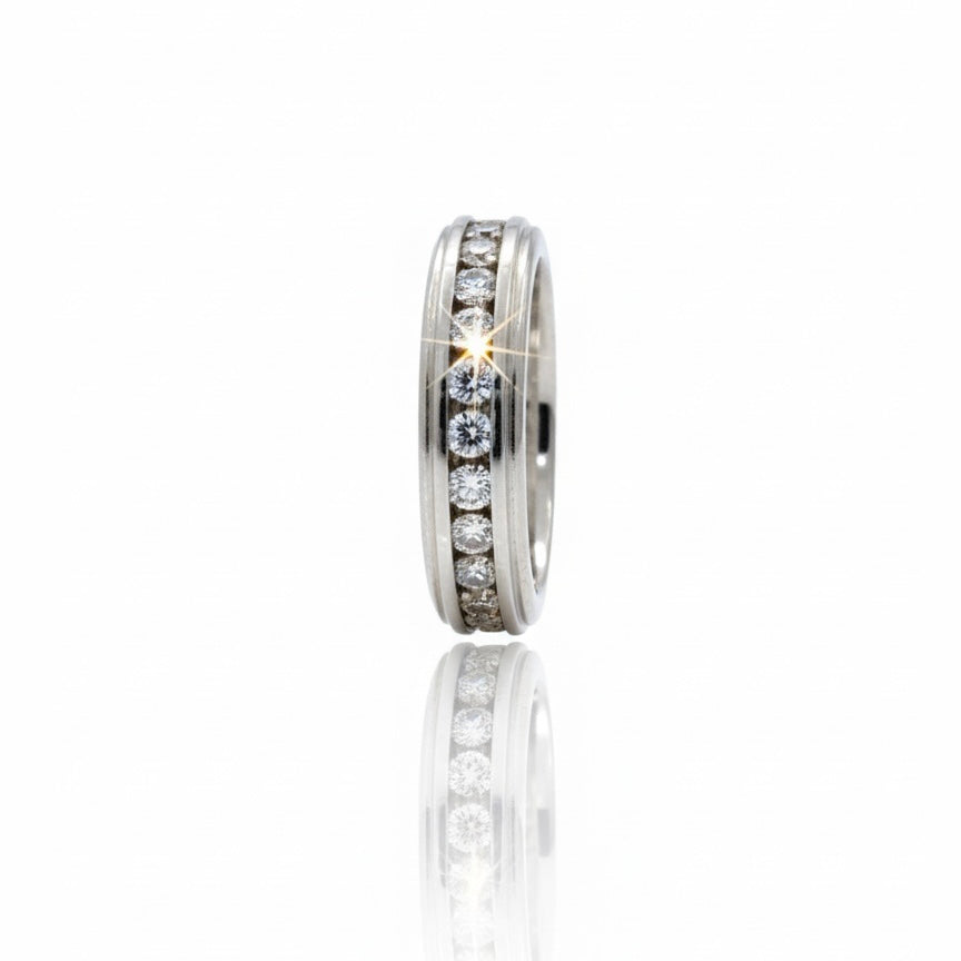9ct White Gold Channel Set Eternity Diamond Ring