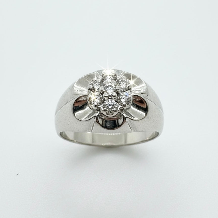 14ct White Gold Cluster Set Diamond Ring