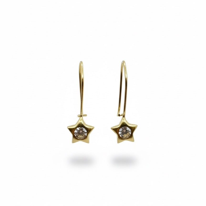 14ct Zirconia Hook Star Solitaire Earrings