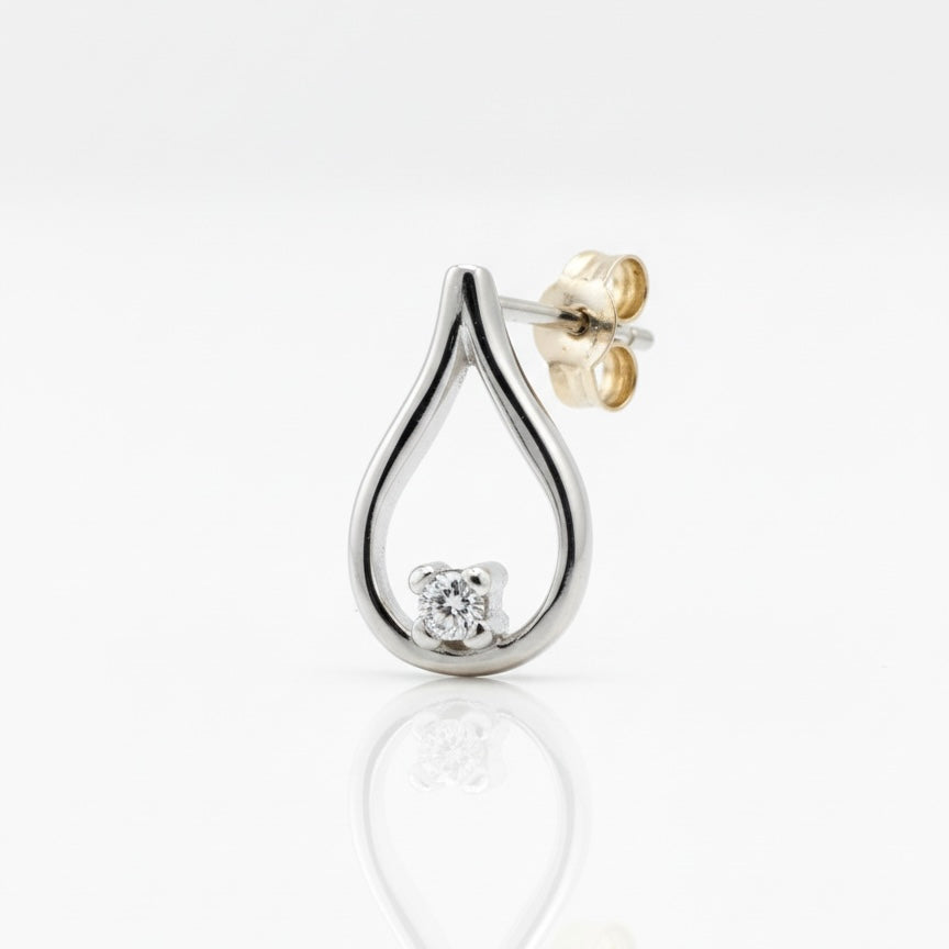 18ct White Gold Drop Solitaire Earrings