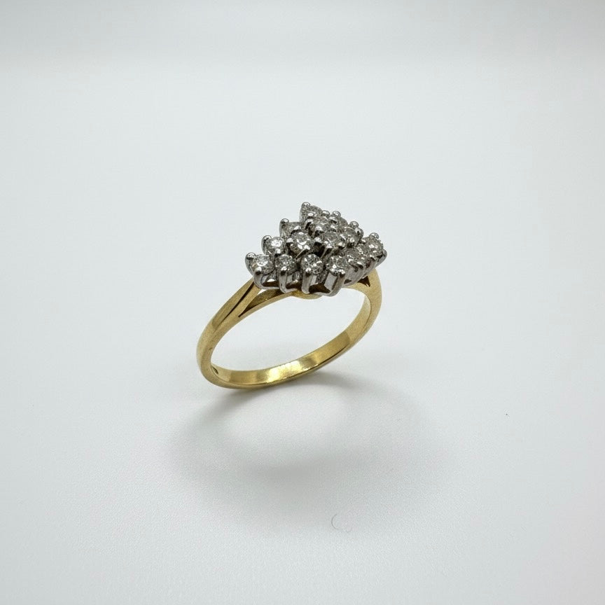 18ct Horizontal Marquees Cluster Set Diamond Ring