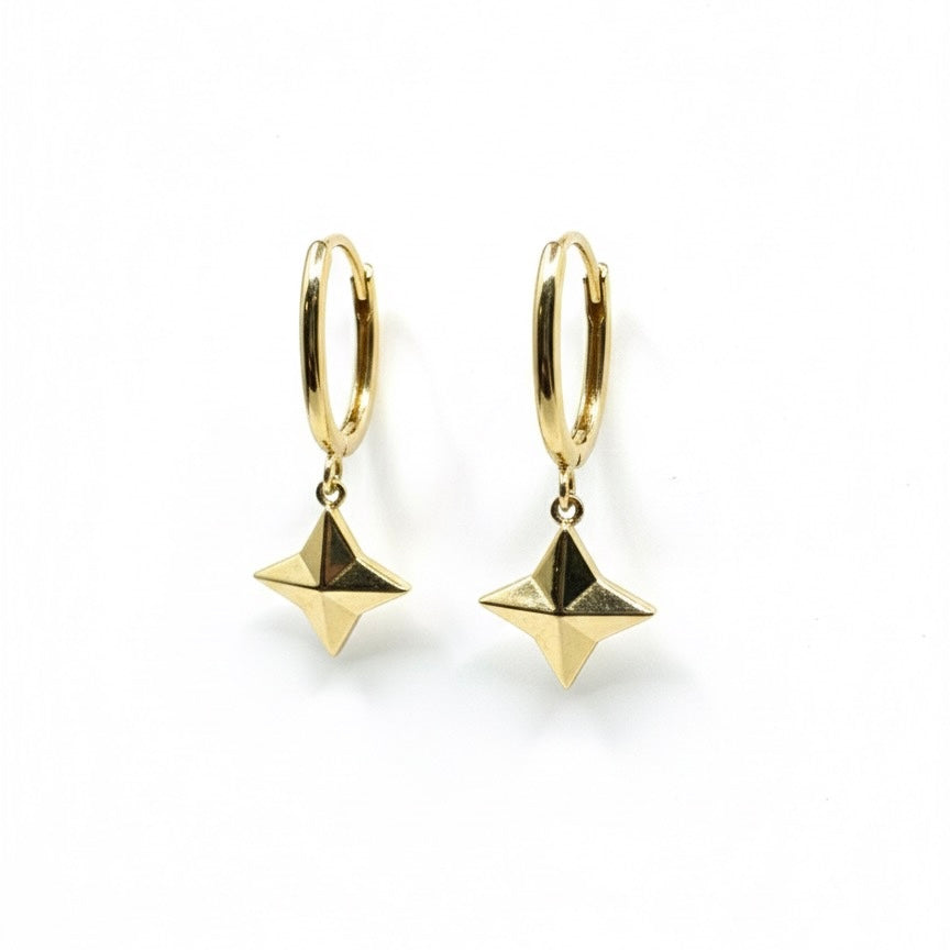 9ct Hoop With Star Drop Earrings