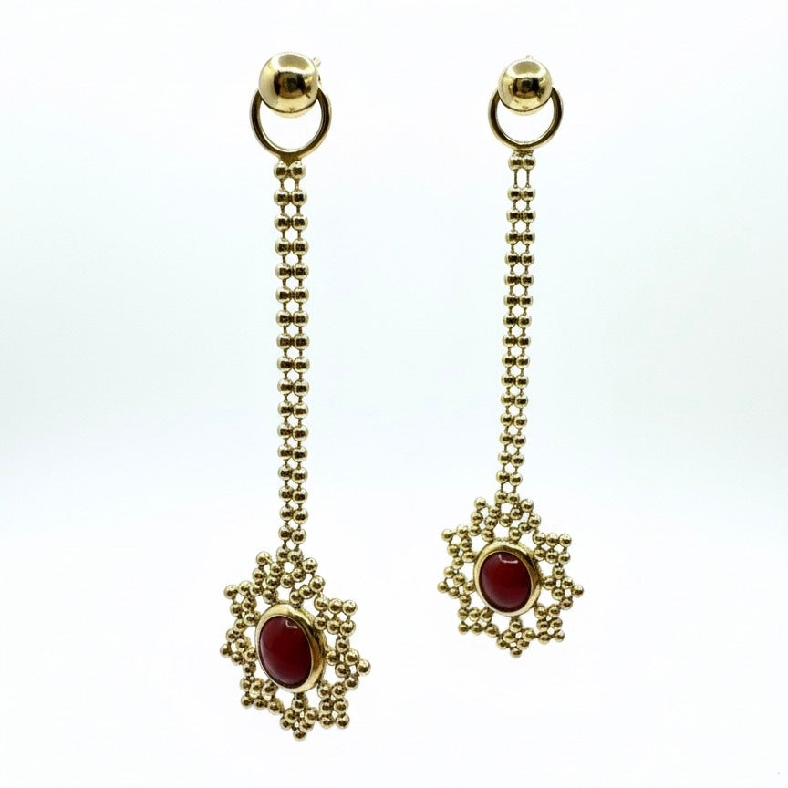 9ct Red Coral Dress Earrings