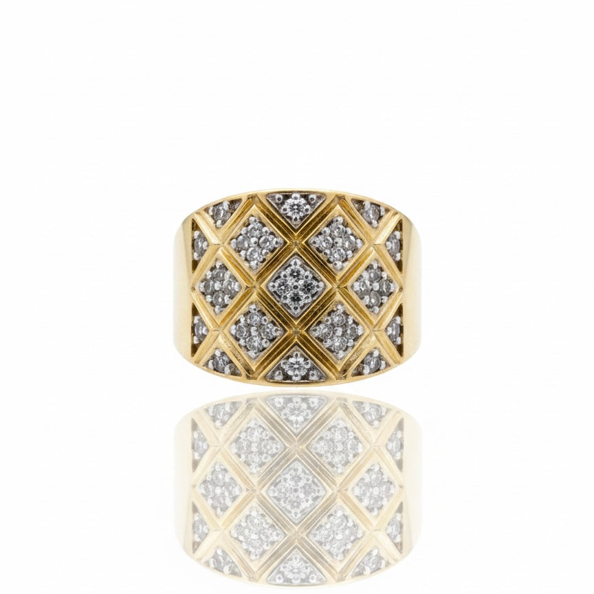 9ct Square Set Zirconia Dress Ring