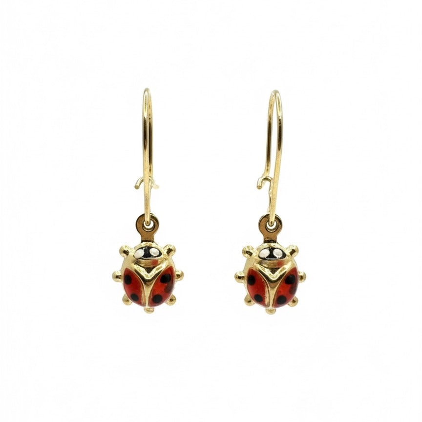 18ct Ladybug Hook Earrings