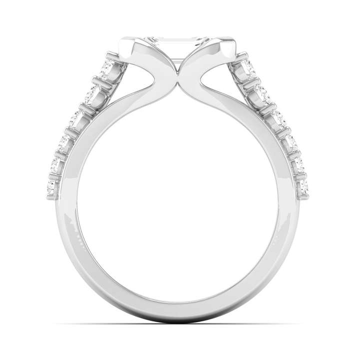 East West Half Bezel Ring - Emerald Center | JR152932H