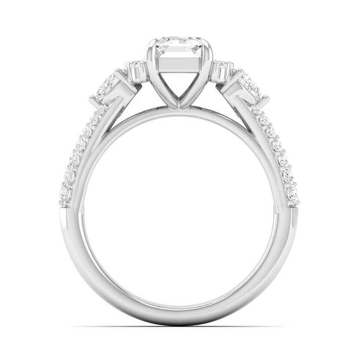 Steep Graduated Semi Halo Ring - Emerald Center | JR1530827