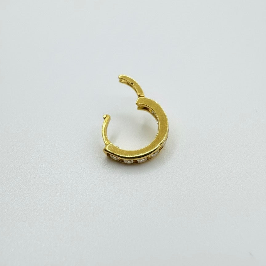 18ct Small Zirconia Channel Set Hoop Earrings