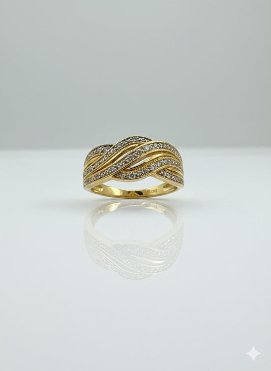 9ct Wave Set Diamond Ring