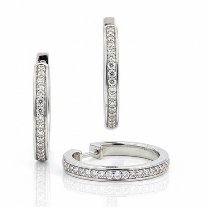 950 Platinum Half Diamond Hoops