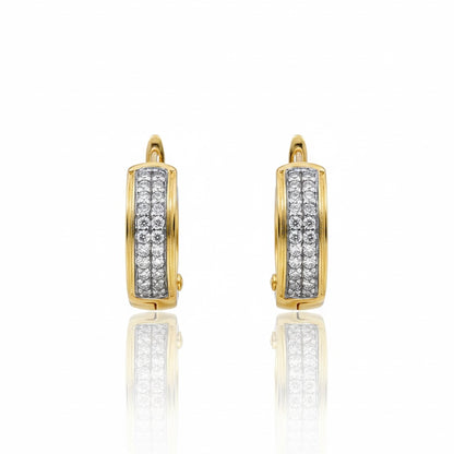 18ct Two Lane Pair Of Diamond Hoop Earrings