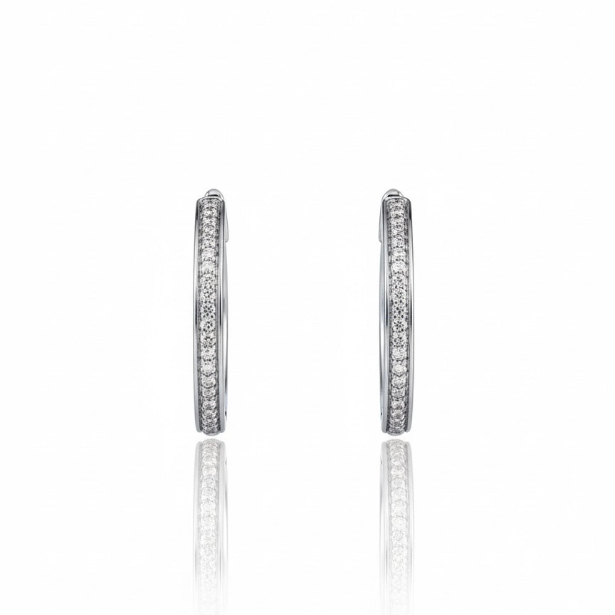 950 Platinum Half Diamond Hoops