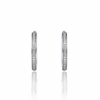 950 Platinum Half Diamond Hoops