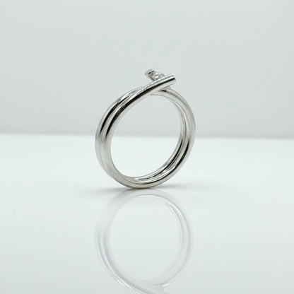 18ct White Gold Double Band Floating Solitaire Diamond Ring