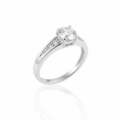 9ct White Gold Zirconia With Hand Set Graduating Shoulder Ring
