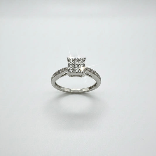 9ct Cluster Set Diamond Ring