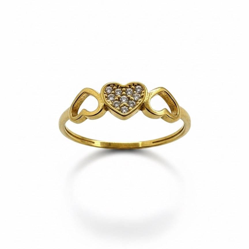 22ct Triple Heart Zirconia Ring