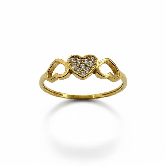 22ct Triple Heart Zirconia Ring
