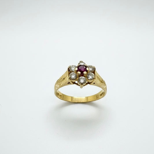 18ct Hand Engraved Ruby And Diamond Ring