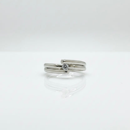 18ct White Gold Double Band Floating Solitaire Diamond Ring