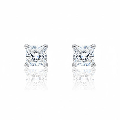 14ct White Gold Princess Cut Diamond Solitaire Stud Earrings