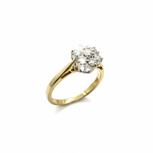 18ct Flower Set Hand Carved Diamond Ring