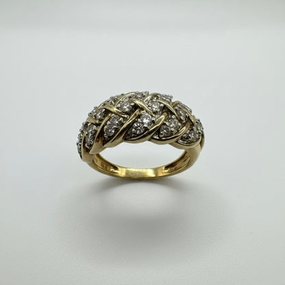 9ct Criss Cross Set Dome Diamond Ring