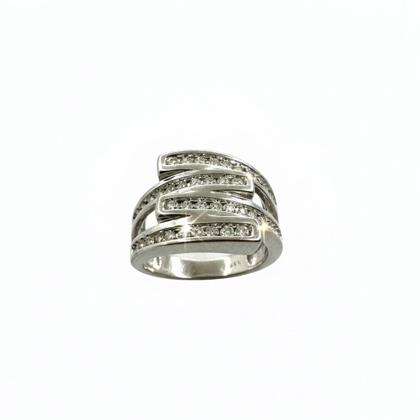 9ct Twin Pair Interlocking Channel Set Band Diamond Ring