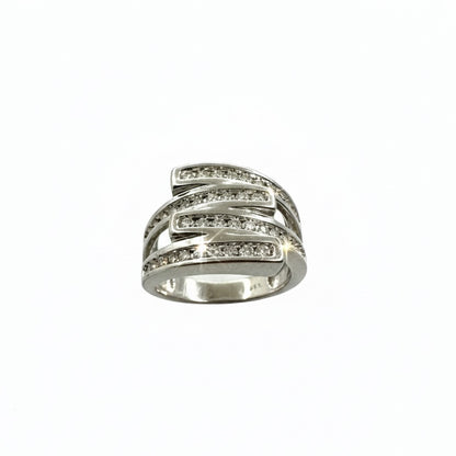 9ct Twin Pair Interlocking Channel Set Band Diamond Ring