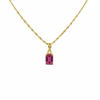 22ct Red Emerald Cut Zirconia Pendant Set