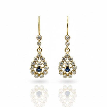 14ct Sapphire and Zirconia Drop Hook Earrings