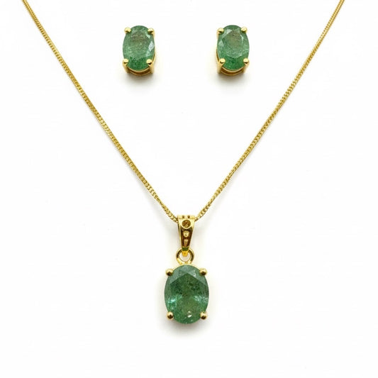 22ct Lime Green Opaque Natural Zirconia Pendant Set
