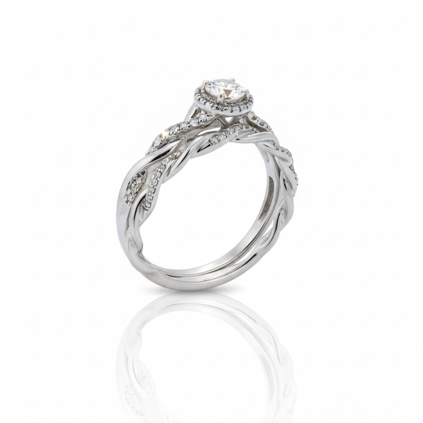 9ct White Gold Diamond Twisted Ring And Eternity Band Set