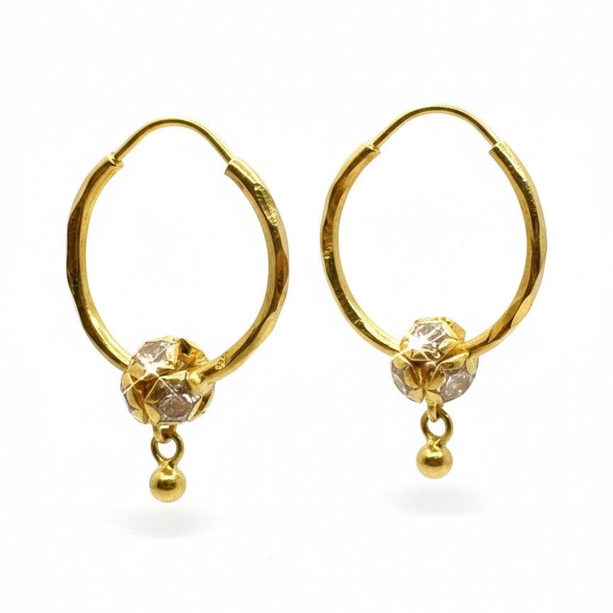 22ct Zirconia Set Spherical Hoops