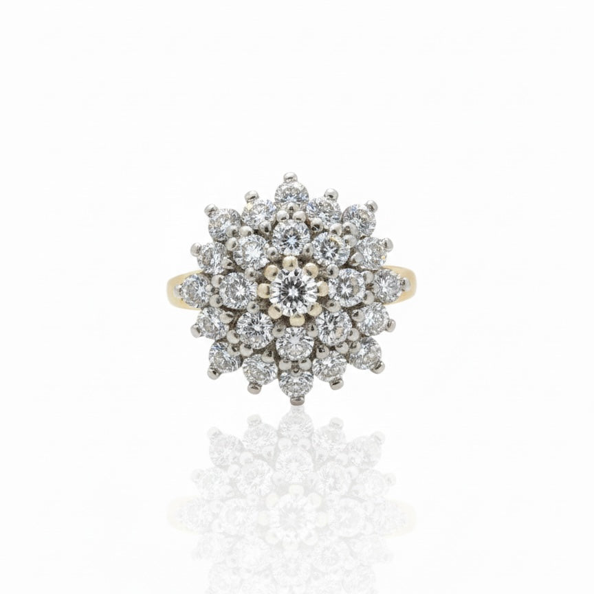 18ct Yellow Gold Honey Comb Floral Diamond Ring