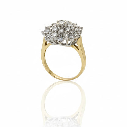 18ct Yellow Gold Honey Comb Floral Diamond Ring