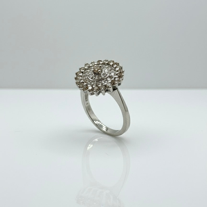 18ct White Gold Faint Yellow Diamond Ring