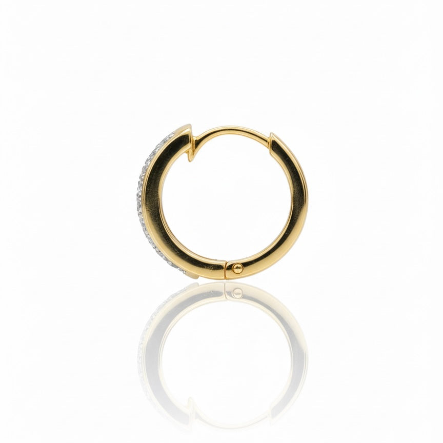 18ct Two Lane Pair Of Diamond Hoop Earrings