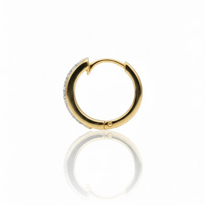 18ct Two Lane Pair Of Diamond Hoop Earrings