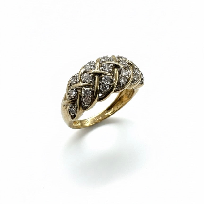 9ct Criss Cross Set Dome Diamond Ring