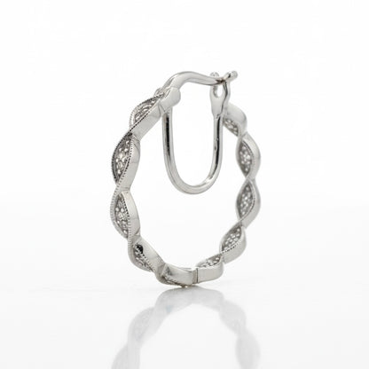 950 Platinum Diamond Hoop With Lobe Support And Interior Diamond Earrings