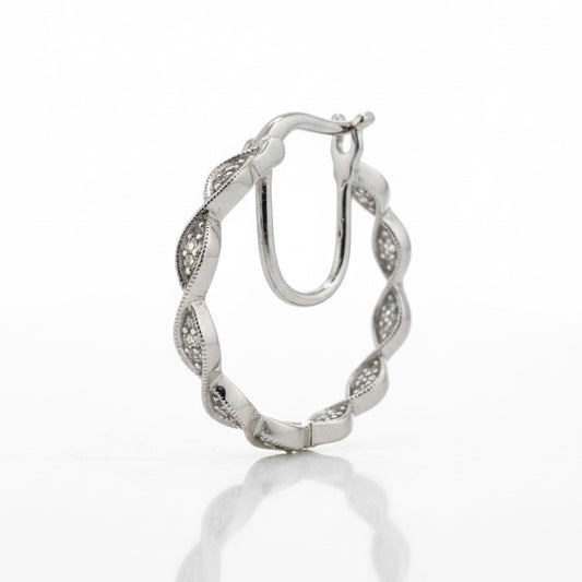 950 Platinum Diamond Hoop With Lobe Support And Interior Diamond Earrings