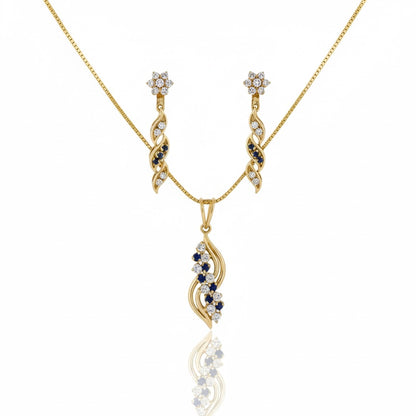 14ct Sapphire and Diamond Pendant Set