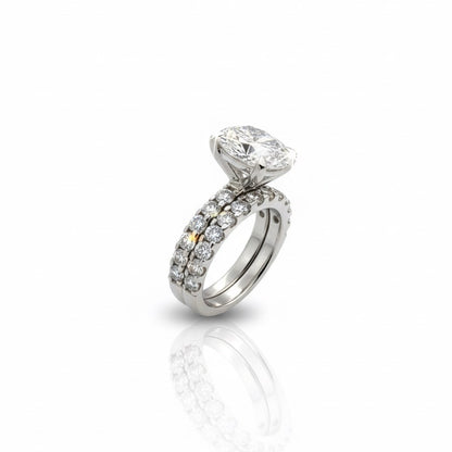 950 Platinum Oval Diamond With Diamond Shoulders And Matching Eternity Ring Set