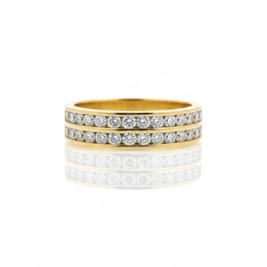 9ct Channel Set Double Zirconia Eternity Ring